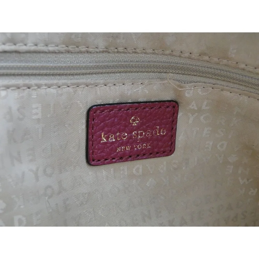Kate Spade New York Laptop Tote Shoulder Bag‎ Magenta Leather 13L x14 H x 4.5 W